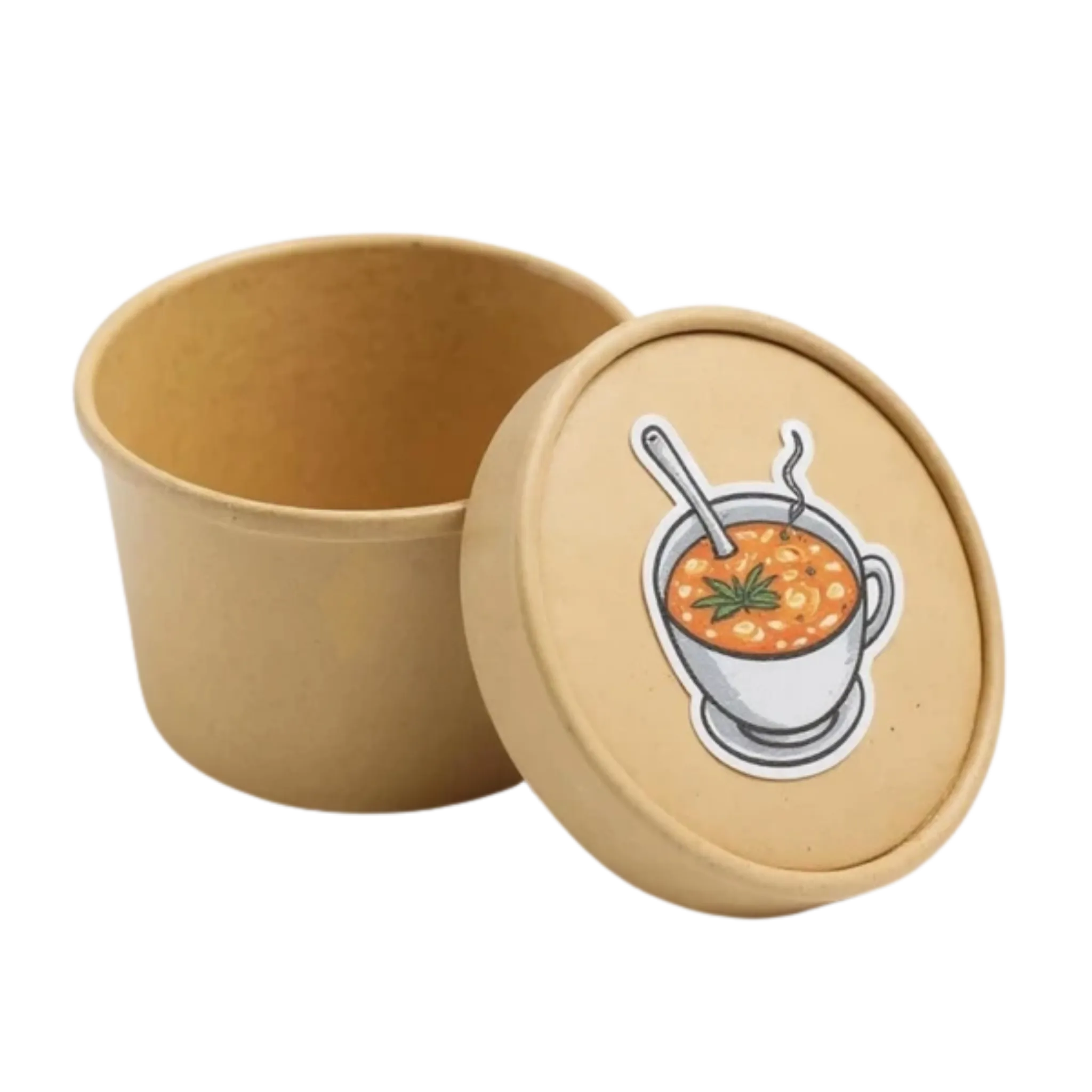 Paper soup bowls in white, kraft, and ripple